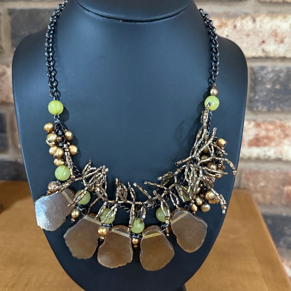 Coldwater Creek Necklace Nature Inspired Bead Stone And Glass Statement